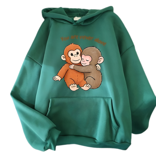 Bluza 3D damska z kapturem OVERSIZE nadrukiem Małpki PUNCH i przyjaciel z napisem roz.XS-3XL