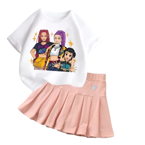 Komplet dziewczęcy T-shirt z plisowana spódniczka K-Pop Demon Hunter Zestaw dla dzieci