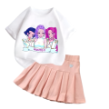 Komplet dziewczęcy T-shirt z plisowana spódniczka K-Pop Demon Hunter Zestaw dla dzieci