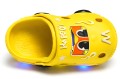 Klapki dziecięce AUTA żółte chodaki dla dzieci z podświetleniem LED