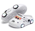 Klapki dziecięce AUTA białe chodaki dla dzieci z podświetleniem LED