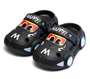  Klapki dziecięce AUTA czarne chodaki dla dzieci z podświetleniem LED