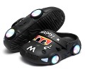 Klapki dziecięce AUTA czarne chodaki dla dzieci z podświetleniem LED