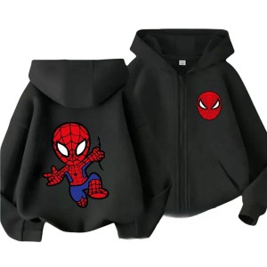 Czarna bluza 3D dziecięca rozpinana UNISEX z nadrukiem SPIDER MAN roz.100-160