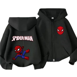Czarna bluza 3D dziecięca rozpinana UNISEX z nadrukiem SPIDER MAN roz.100-160