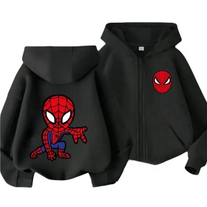 Czarna bluza 3D dziecięca rozpinana UNISEX z nadrukiem SPIDER MAN roz.100-160