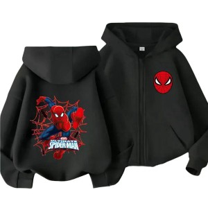 Czarna bluza 3D dziecięca rozpinana UNISEX z nadrukiem SPIDER MAN roz.100-160
