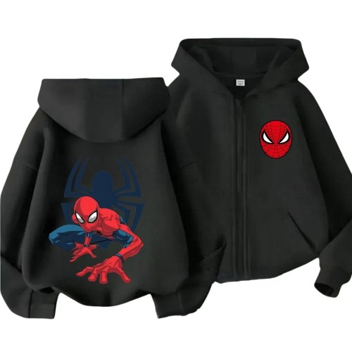 Czarna bluza 3D dziecięca rozpinana UNISEX z nadrukiem SPIDER MAN roz.100-160