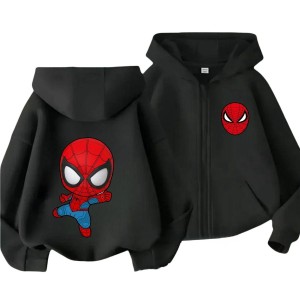 Czarna bluza 3D dziecięca rozpinana UNISEX z nadrukiem SPIDER MAN roz.100-160