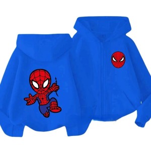 Niebieska bluza 3D dziecięca rozpinana UNISEX z nadrukiem SPIDER MAN roz.100-160