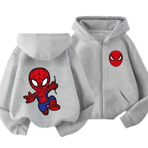 Szara bluza 3D dziecięca rozpinana UNISEX z nadrukiem SPIDER MAN roz.100-160