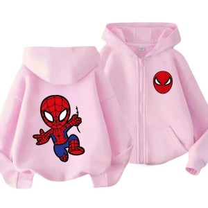 Różowa bluza 3D dziecięca rozpinana UNISEX z nadrukiem SPIDER MAN roz.100-160