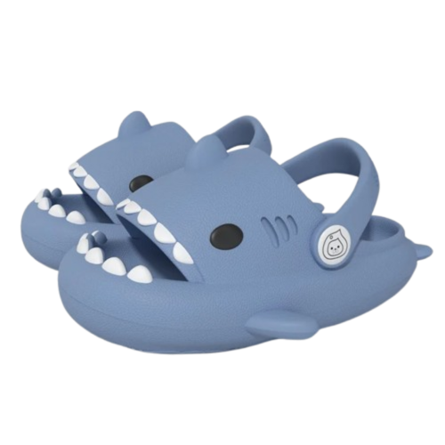 Klapki dla dzieci UNISEX piankowe SHARKY antypoślizgowe w kształcie REKINA 3D