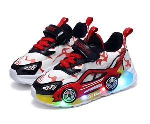 Buty dla dzieci z podeszwa LED sneakersy sportowe dla dzieci AUTA