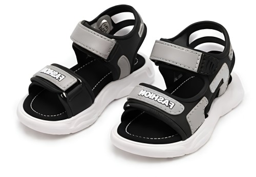 Sandały dziecięce sportowe na rzep sandałki dla dzieci UNISEX w Kolorze Czarno-Szarym