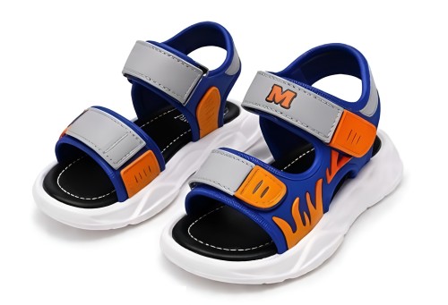 Sandały dziecięce sportowe na rzep sandałki dla dzieci UNISEX w Kolorze Niebiesko-pomarańczowym
