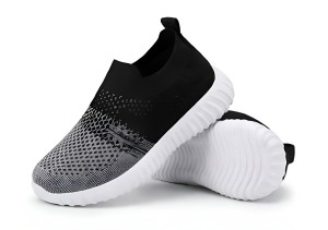Buty dziecięce wsuwane lekkie sneakersy dla dzieci siateczkowe czarno-szare