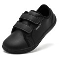 Czarne buty dziecięce HOBIBEAR na rzep lekkie sneakersy casual z miękkiej ekoskóry
