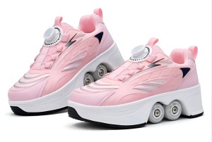 Butorolki dziecięce 2w1 wrotki dla dzieci Różowe buty na kółkach