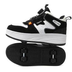 Butorolki dziecięce i młodzieżowe UNISEX sportowe buty z rolkami czarno-białe PANDA