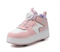 Butorolki dziecięce i młodzieżowe sportowe sneakersy buty z rolkami biało-różowe