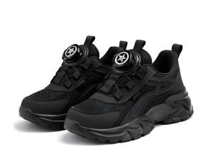 Buty sportowe dziecięce czarne sneakersy lekkie z systemem szybkiego zapięcia