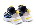 Buty sportowe dziecięce granatowo-żółte sneakersy lekkie z systemem szybkiego zapięcia