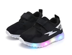 Buty sportowe dziecięce LED czarne UNISEX sneakersy świecące z zapięciem na rzep