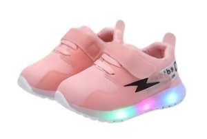 Buty sportowe dziecięce LED różowe sneakersy świecące z zapięciem na rzep