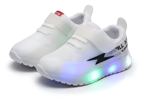 Buty sportowe dziecięce LED białe UNISEX sneakersy świecące z zapięciem na rzep