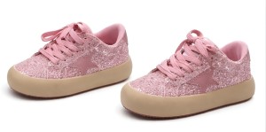 Sneakersy dziecięce buty dla dziewczynki różowe trampki brokatowe