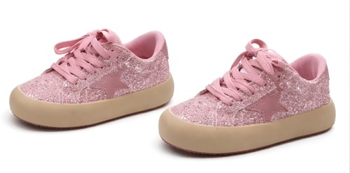 Sneakersy dziecięce buty dla dziewczynki różowe trampki brokatowe