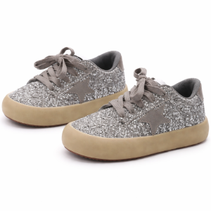 Sneakersy dziecięce buty dla dziewczynki srebrne trampki brokatowe
