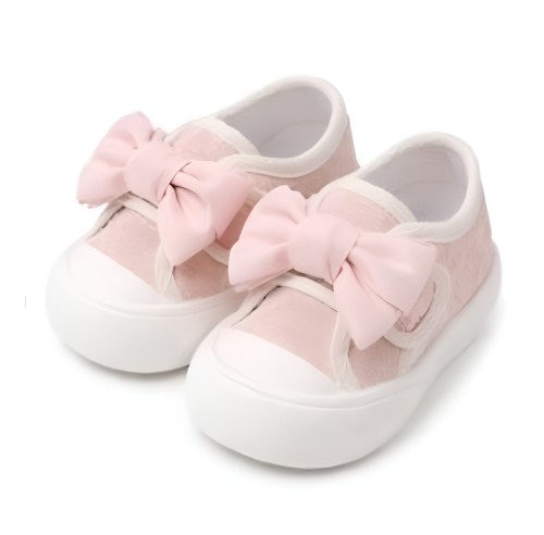 Buty dziecięce niemowlęce z kokardą różowe trampki dla dziewczynki