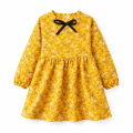 Sukienka dziewczęca musztardowa w kwiaty dziecięca z długim rękawem roz.90-150