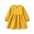 Sukienka dziewczęca musztardowa w kwiaty dziecięca z długim rękawem roz.90-150