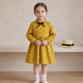 Sukienka dziewczęca musztardowa w kwiaty dziecięca z długim rękawem roz.90-150