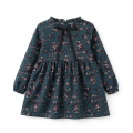 Sukienka dziewczęca granatowa w kwiaty dziecięca z długim rękawem roz.90-150