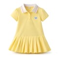 Sukienka dziewczęca żółta z kołnierzykiem elegancka sukienka dziecięca