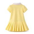 Sukienka dziewczęca żółta z kołnierzykiem elegancka sukienka dziecięca