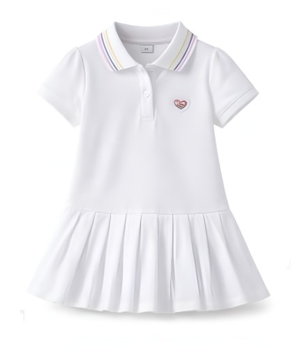 Sukienka dziewczęca biała z kołnierzykiem elegancka sukienka dziecięca