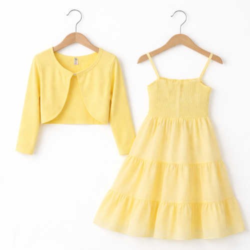 Sukienka dziewczęca żółta z bolerkiem – elegancki komplet na wyjątkowe okazje