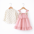 Sukienka dziewczęca z bluzką dla dzieci – elegancki komplet różowy z falbaną