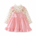 Sukienka dziewczęca z bluzką dla dzieci – elegancki komplet różowy z falbaną