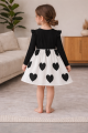 Sukienka dziewczęca czarno-biała z kokardą i motywem serc