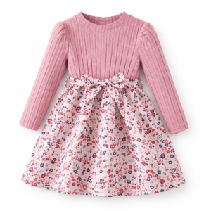 Sukienka dziewczęca z sweterkiem i wzorzystym dołem – elegancka i wygodna