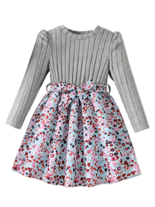 Sukienka dziewczęca z sweterkiem i wzorzystym dołem – elegancka i wygodna