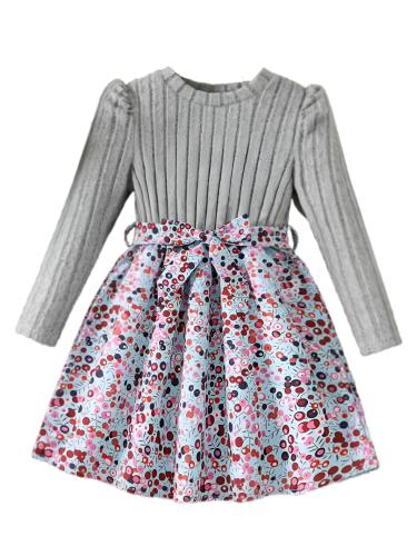 Sukienka dziewczęca z sweterkiem i wzorzystym dołem – elegancka i wygodna