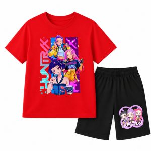 K-Pop Demon Hunters komplet dziecięcy dla dziewczynki T-shirt + spodenki