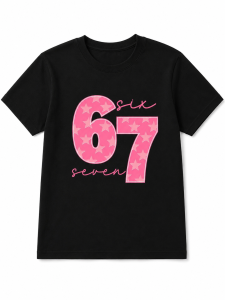 T-Shirt dziecięcy koszulka 3D dla dzieci z motywem 67 SIX SEVEN